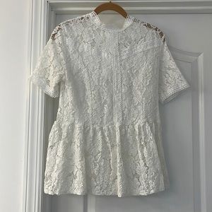 White Lace Peplum Top